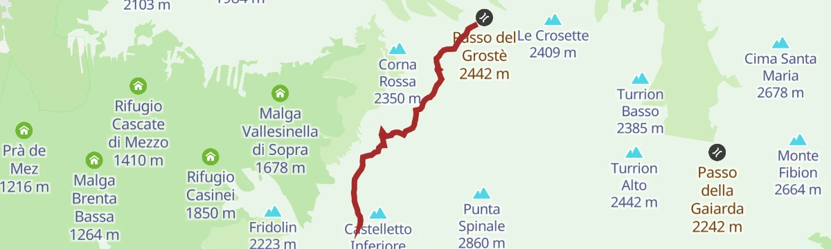 Route map: Hike to Rifugio Tuckett